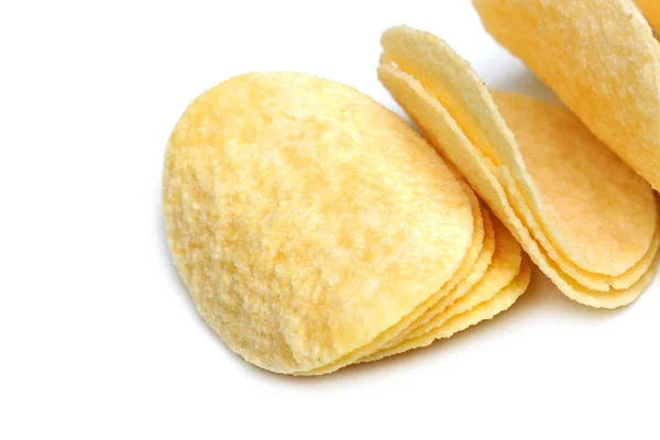 Chipsy Ziemniaczane Izolowane Białym Tle — Zdjęcie stockowe