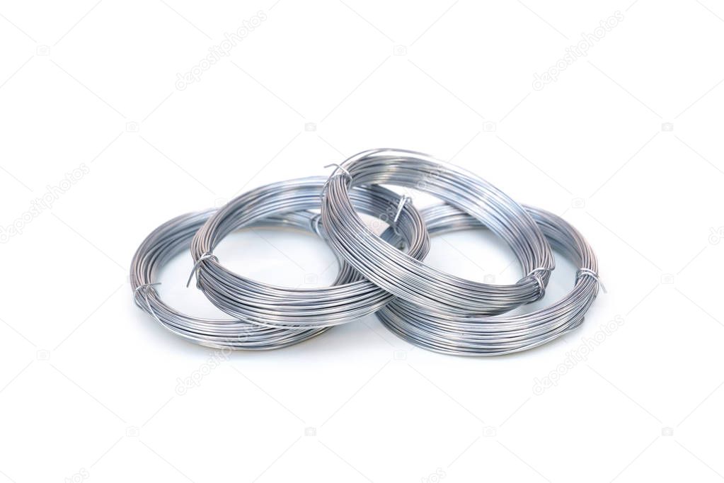 Metal wire isolated on white background                                