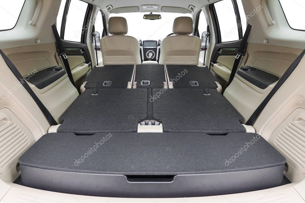 Folding seats and a cargo space inside suv automibile