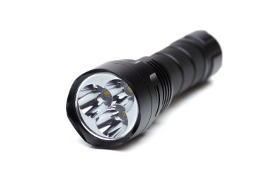 Beyaz arka plan üzerinde izole Led el feneri / fener için 3 Led ampuller ile kamp                               