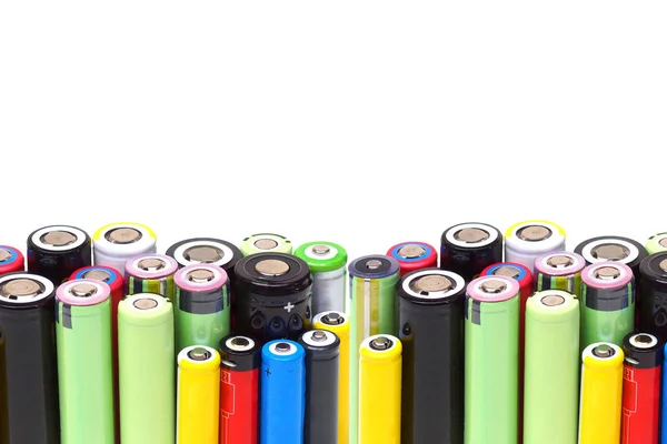 Diverse Dimensioni Batterie Agli Ioni Litio Isolate Bianco — Foto Stock