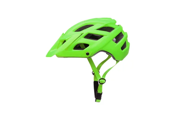 Mountainbike Helm Grün Isoliert Auf Weiß — Stockfoto