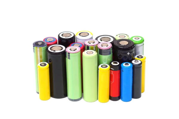 Différentes Tailles Batteries Lithium Ion Isolées Sur Blanc — Photo