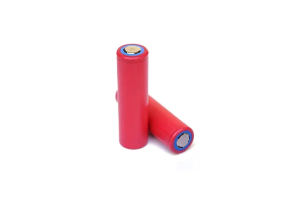 Batería Recargable Litio Color Rojo Aislada Sobre Fondo Blanco —  Fotos de Stock