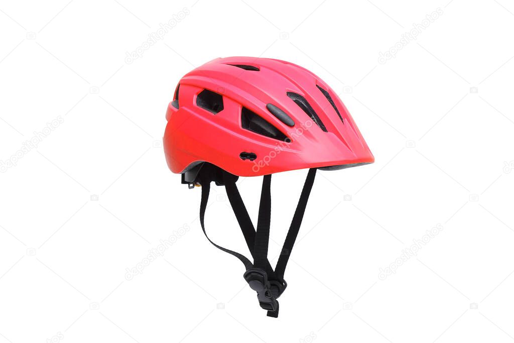 A helmet for riding bicycle or playing skate isolated on white background                                 