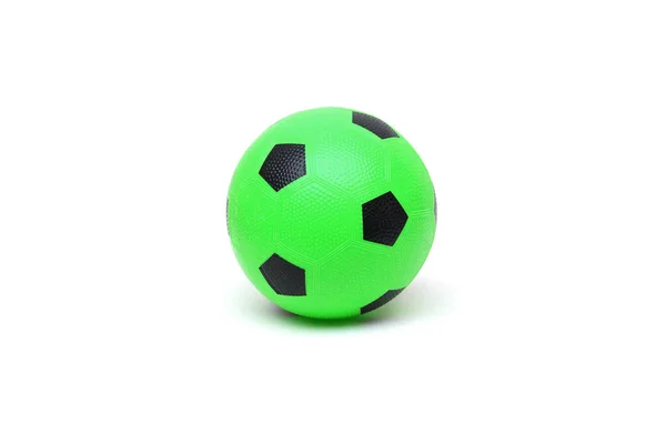 Uma Bola Futebol Para Crianças Cor Preta Verde Isoladas Branco — Fotografia de Stock