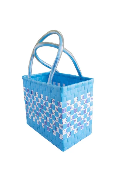 Hand craft plastic basket isolated white — Stock Photo, Image