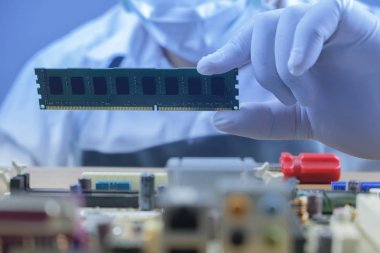 Bilgisayar test panosu denetimi ile teknolojik arka plan