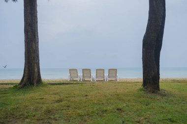 Mavi gökyüzü ile plaj datektisi 