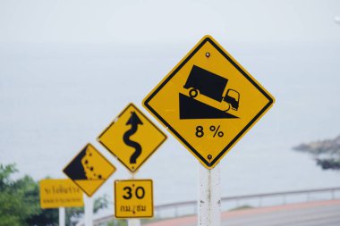 Signs symbol Road in rustic city in Thailand