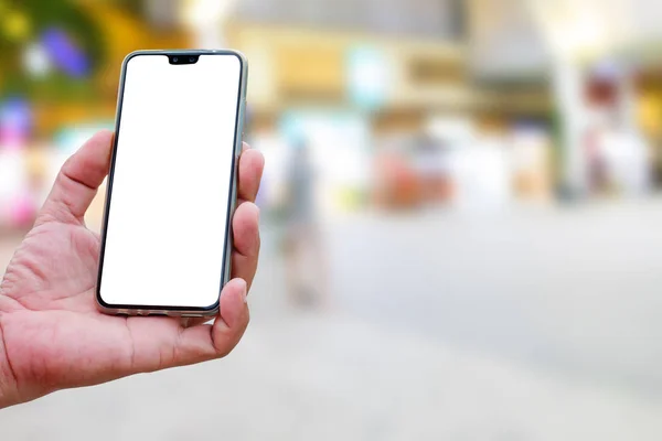Man using mobile smart phone device with internet technology
