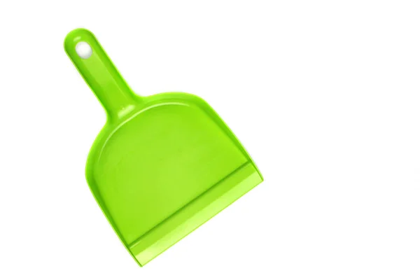 Plastic Scoop Green Isolated White Background Top View — Stock Photo, Image