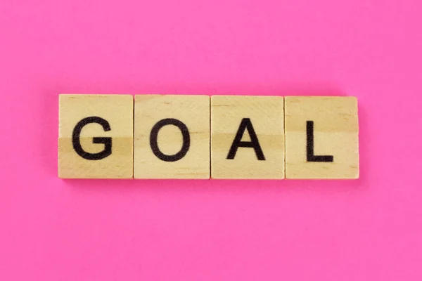 Goal Word Wooden Letters Pink Background — Stock Photo, Image