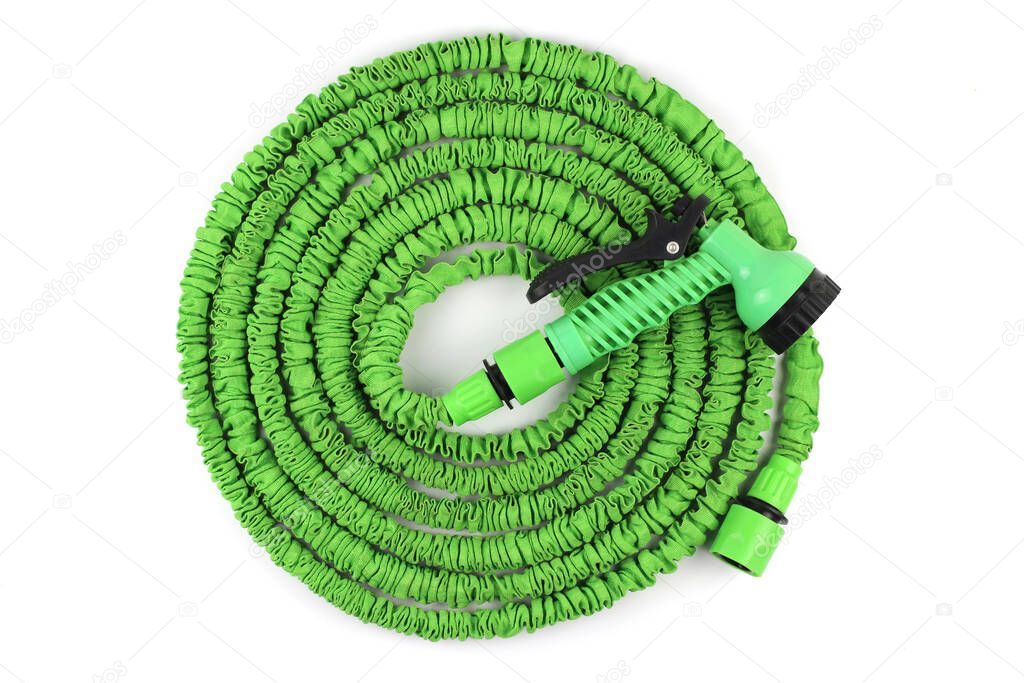 The folded spray hose is insulated on white