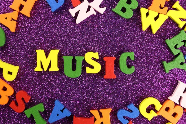 Music word made of bright colored letters