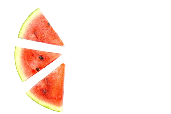 Slice Ripe Watermelon Isolated White Background Copy Space Text — Stock Photo, Image