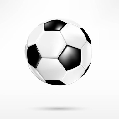 Beyaz arka plan vektör çizim üzerinde 3D siyah beyaz futbol topu