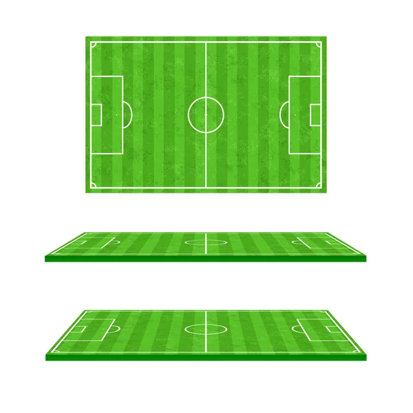 Groen Gras Voetbalveld Ingesteld Witte Achtergrond Vectorillustratie — Stockvector