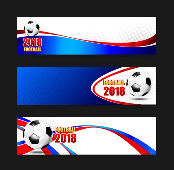 2018 Futbol Futbol Web Banner Şablon Kopyalama Alanı Vektör Çizim — Stok Vektör