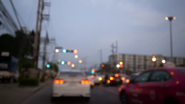 Wazig Verkeer Bewegen Weg Schemering Tijd — Stockvideo