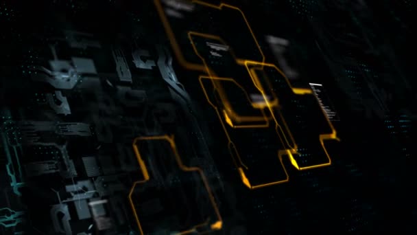 Ligne électronique de circuit de fond abstrait 4K pour concept technologique avec faible profondeur de champ sombre et grain traité 