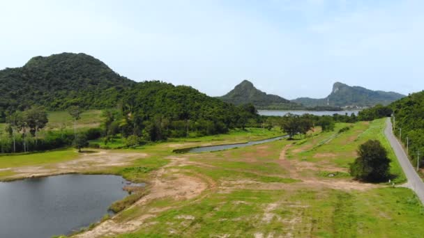 Drone Plano Vista Aérea Paisaje Escénico Naturaleza Montaña Bosque Lugar — Vídeos de Stock