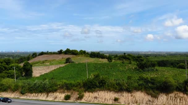 Drone Plano Vista Aérea Paisaje Escénico Naturaleza Montaña Bosque Lugar — Vídeos de Stock