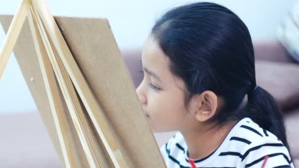 Ázsiai Kislány Rajz Festészet Papír Művészet Oktatási Koncepció — Stock videók