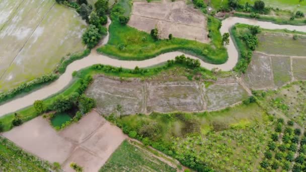 Drone Střelila Vzdušný Výhled Malebnou Krajinou Zemědělské Farmy Venkově — Stock video