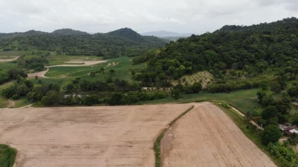 Drone Střelila Vzdušný Výhled Malebnou Krajinou Zemědělské Farmy Venkově — Stock video
