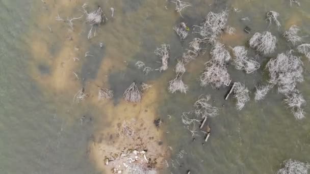 Drone Shot Vue Aérienne Paysage Pittoresque Grande Rivière Réservoir Barrage — Video