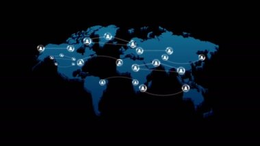 Karanlık arka plana karşı dünya haritasıanimasyonu