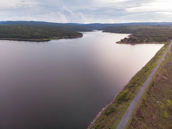 Drone Shot Veduta Aerea Paesaggio Panoramico Del Grande Serbatoio Del — Foto Stock