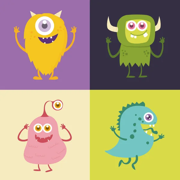 Söta Monster Seriefiguren Smile Med Lycka Vektor Illustration Eps10 — Stock vektor