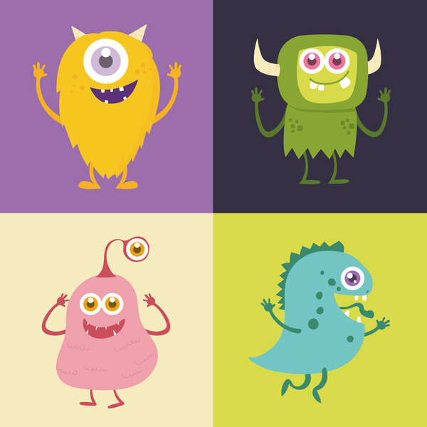 Cute monster cartoon character smile with happiness vector illustration eps10