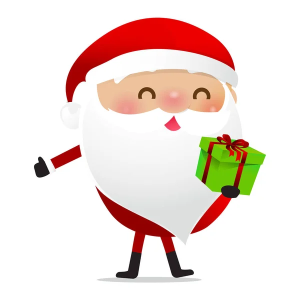 Happy Christmas Character Santa Claus Cartoon Isolated Whire Background Vector — стоковый вектор