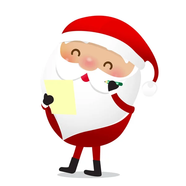 Happy Christmas Character Santa Claus Cartoon Isolated Whire Background Vector — стоковый вектор