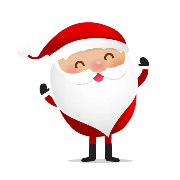 Happy Christmas Character Santa Claus Cartoon Isolated Whire Background Vector — стоковый вектор