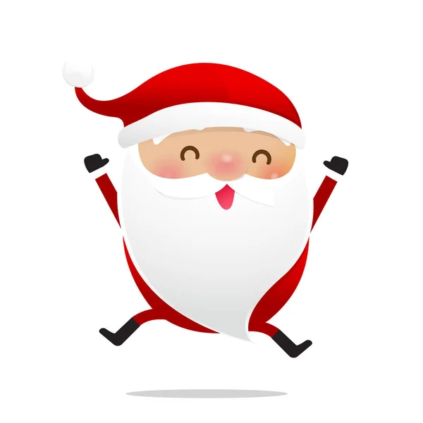 Happy Christmas Character Santa Claus Cartoon Isolated Whire Background Vector — стоковый вектор