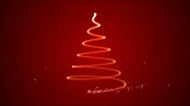 İşlenen koyu arka plan tahıl düşen ışık ve parlak etkisi kar ile Noel ağacı animasyon