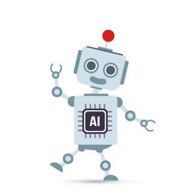 AI yapay zeka teknoloji robot karikatür tasarım öğesi vektör çizim eps10
