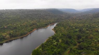 4 k dron shot havadan görünümü doğal manzara nehir kırsal doğa dağ ve orman