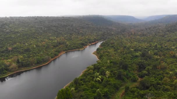 Drone Strzał Ptaka Scenic Krajobraz Rzeki Okolicy Natura Góry Las — Wideo stockowe
