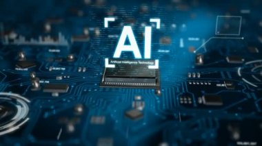 3D AI yapay zeka teknolojisi Cpu Merkezi işlemci birimi chipset için baskılı devre kartı üzerinde render elektronik ve teknoloji kavramı odak sığ alan derinliği ile karanlık ve işlenmiş tahıl seçin