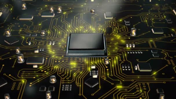 Cpu Merkezi Işlemci Birimi Chipset Için Baskılı Devre Kartı Üzerinde — Stok video