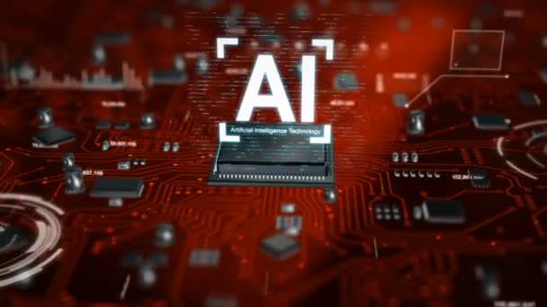 Render Artificial Intelligence Technologie Cpu Centrale Processor Eenheid Chipset Printplaat — Stockvideo