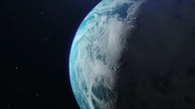 3D render küre dönen ve evrenin aydınlatma efekti ve karanlık tahıl yörüngede Dünya harita imge kaynak NASA işlenmiş