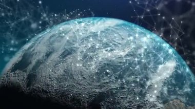 3D render küre ağ hattı iplik ve evrenin aydınlatma efekti ve karanlık tahıl yörüngede Dünya harita imge kaynak NASA işlenen 