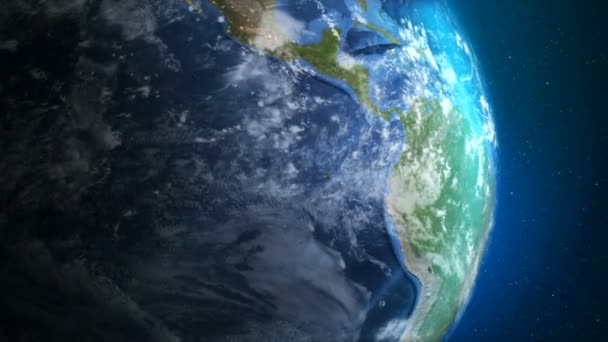 Rendering Globe Spinning Och Orbit Universum Med Ljussättning Och Mörka — Stockvideo