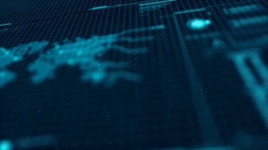 3D render daire hud kafanı görüntü arayüzü kullanıcı arabirimi ile grafik çubuğu öğesi fütüristik siber teknoloji kavramı ile karanlık ve işlenmiş tahıl için göster